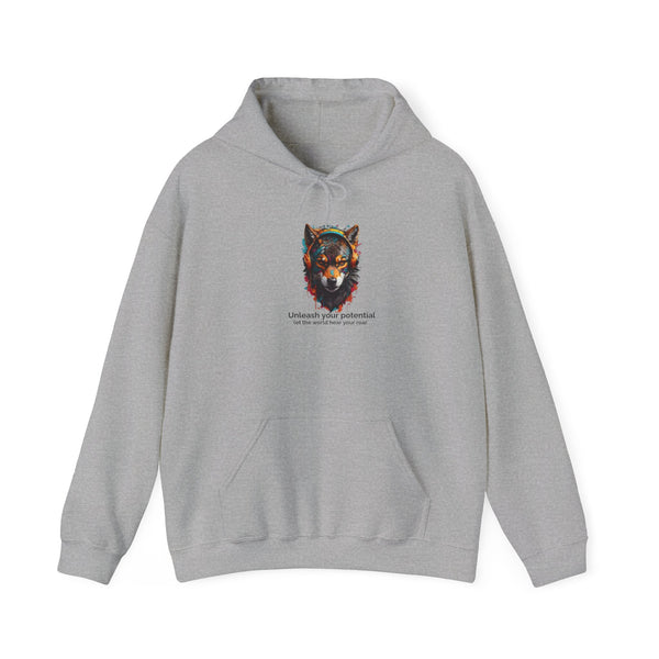 Inspirational Wolf Hoodie - 'Unleash Your Potential' Unisex Sweatshirt