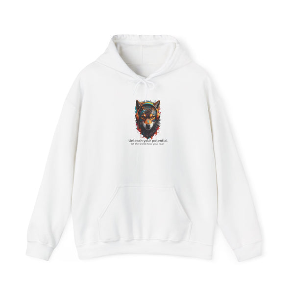 Inspirational Wolf Hoodie - 'Unleash Your Potential' Unisex Sweatshirt