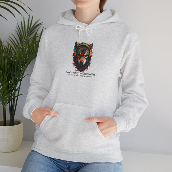 Inspirational Wolf Hoodie - 'Unleash Your Potential' Unisex Sweatshirt