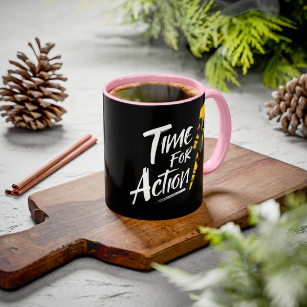 Time For Action Mug | Motivational Black Coffee Cup, 11oz or 15oz