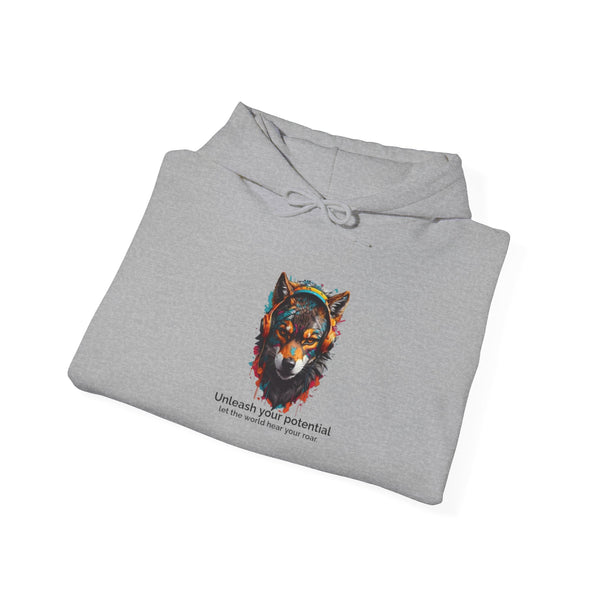 Inspirational Wolf Hoodie - 'Unleash Your Potential' Unisex Sweatshirt