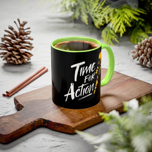 Time For Action Mug | Motivational Black Coffee Cup, 11oz or 15oz