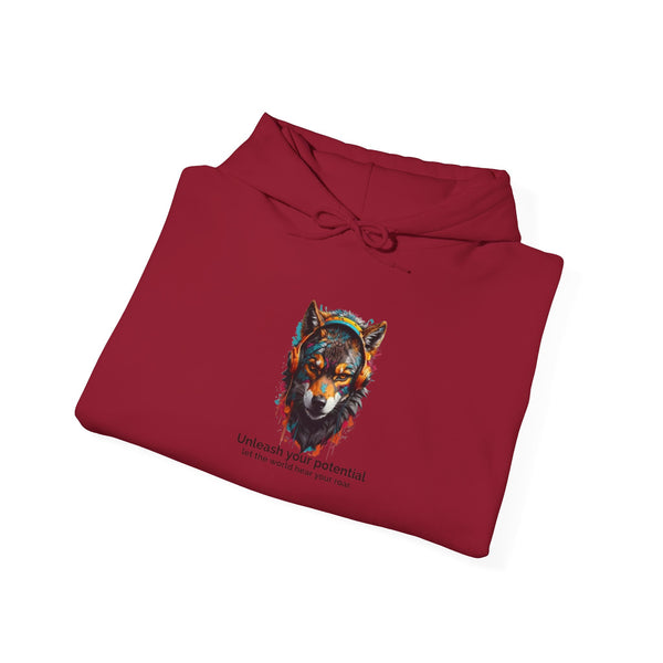 Inspirational Wolf Hoodie - 'Unleash Your Potential' Unisex Sweatshirt