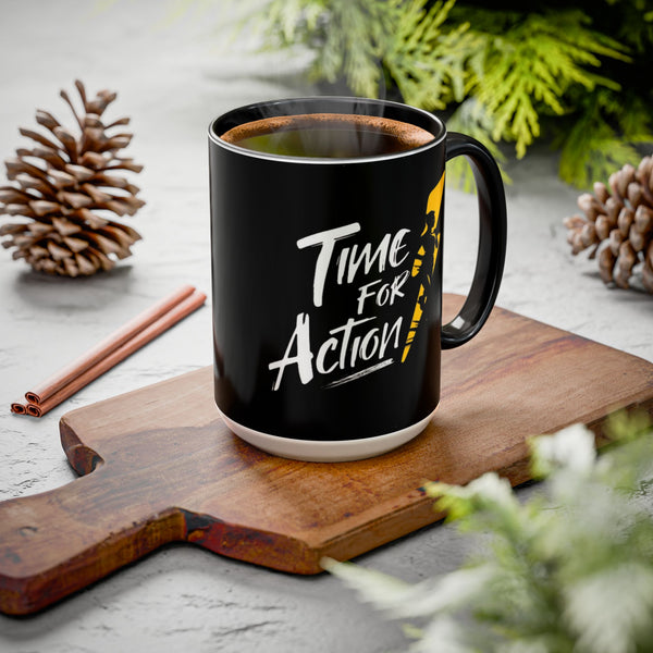 Time For Action Mug | Motivational Black Coffee Cup, 11oz or 15oz