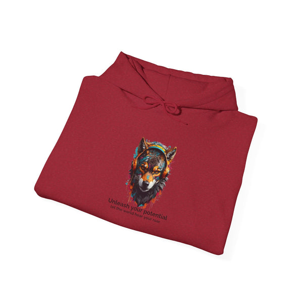 Inspirational Wolf Hoodie - 'Unleash Your Potential' Unisex Sweatshirt