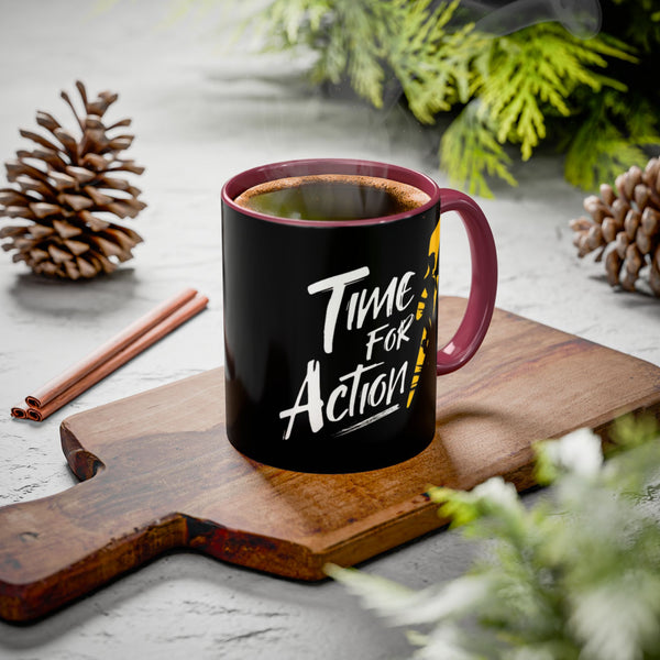 Time For Action Mug | Motivational Black Coffee Cup, 11oz or 15oz