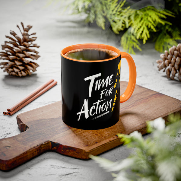 Time For Action Mug | Motivational Black Coffee Cup, 11oz or 15oz