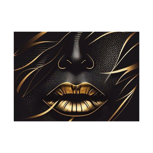 Elegant Gold Lip Art Rolled Poster - Chic Home Decor for Art Lovers