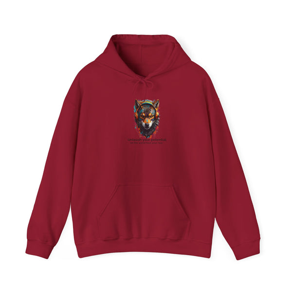 Inspirational Wolf Hoodie - 'Unleash Your Potential' Unisex Sweatshirt
