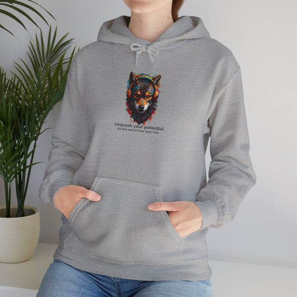 Inspirational Wolf Hoodie - 'Unleash Your Potential' Unisex Sweatshirt
