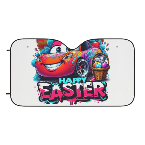 Colorful Easter Car Sun Shades with ‘Happy Easter’ Design