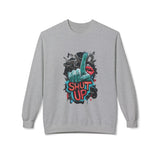 Shut Up Graphic Crewneck Sweatshirt - Unisex Midweight Fleece for Casual Style