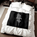 Inspirational Typography Quote sweatshirt blanket | Black Typographic Dreams Design