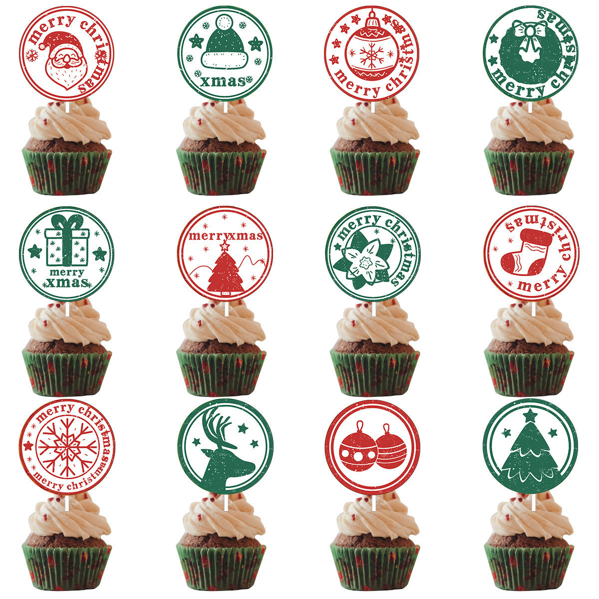 12 PCs A Set Christmas Party Decoration Cake Paper Cups Inserts