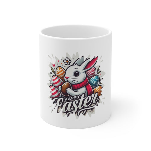 Happy Easter Ceramic Coffee Mug - 11oz & 15oz, Cute Bunny Design