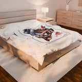 Cozy Velveteen Plush Blanket with Dog & Heart Graphics - Perfect Gift for Pet Lovers