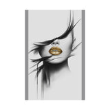 Elegant Matte Vertical Poster - Gold Lips Art for Modern Decor