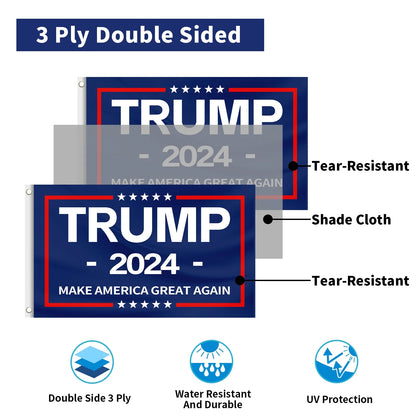 Trump 2024 Flag 3X5 Outdoor Double Sided 3 Ply Outdoor Trump Flags 2024 for outside Patio