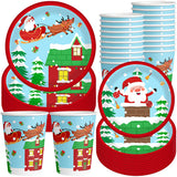 Christmas Paper Plates And Cups Set Decorations For 10 Guests Santa Claus Elk Pattern Plates And Cups For Winter Holiday Christmas Party Decorations