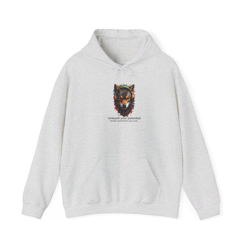 Inspirational Wolf Hoodie - 'Unleash Your Potential' Unisex Sweatshirt