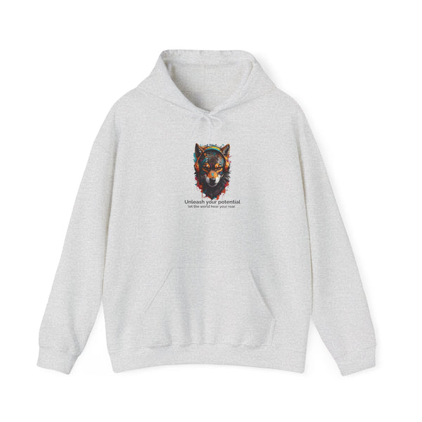 Inspirational Wolf Hoodie - 'Unleash Your Potential' Unisex Sweatshirt