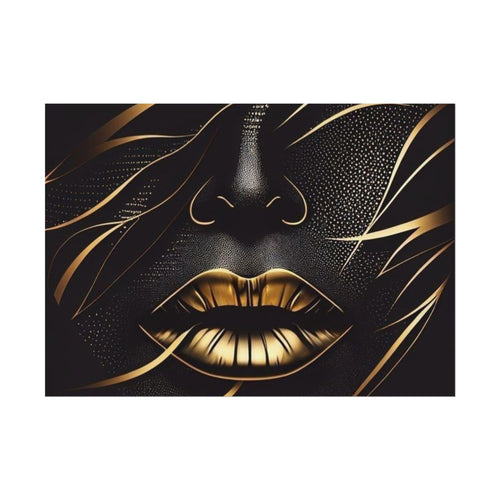 Elegant Gold Lip Art Rolled Poster - Chic Home Decor for Art Lovers