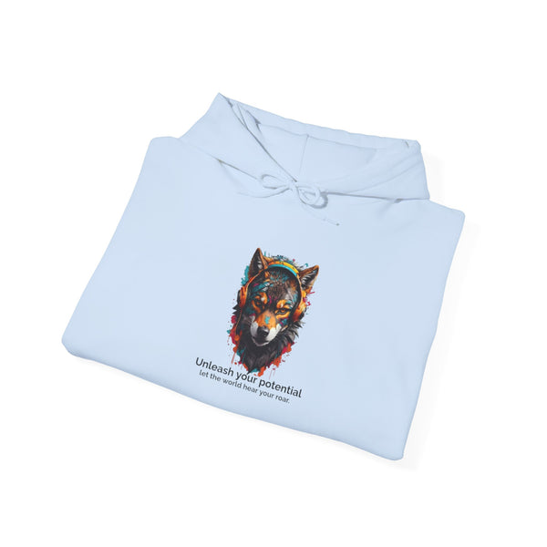 Inspirational Wolf Hoodie - 'Unleash Your Potential' Unisex Sweatshirt