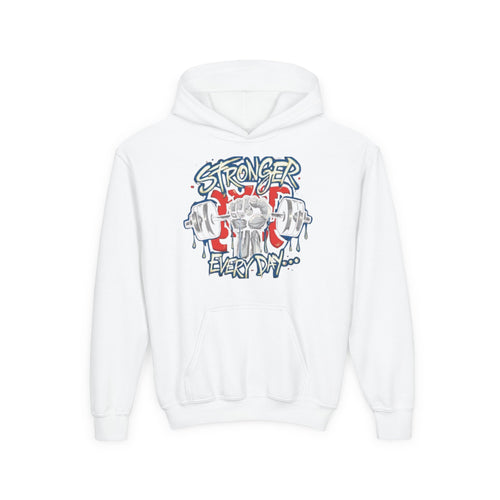 Youth Stronger Every Day Hoodie - Motivational Fitness Sweatshirt
