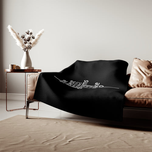 Inspirational Typography Quote sweatshirt blanket | Black Typographic Dreams Design