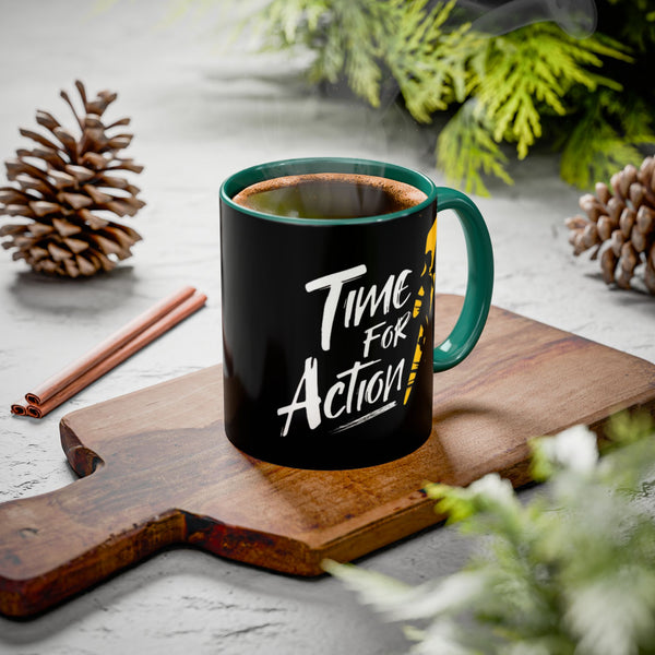 Time For Action Mug | Motivational Black Coffee Cup, 11oz or 15oz