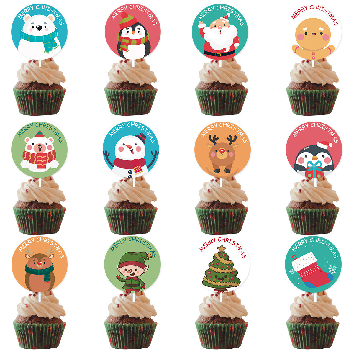 12 PCs A Set Christmas Party Decoration Cake Paper Cups Inserts