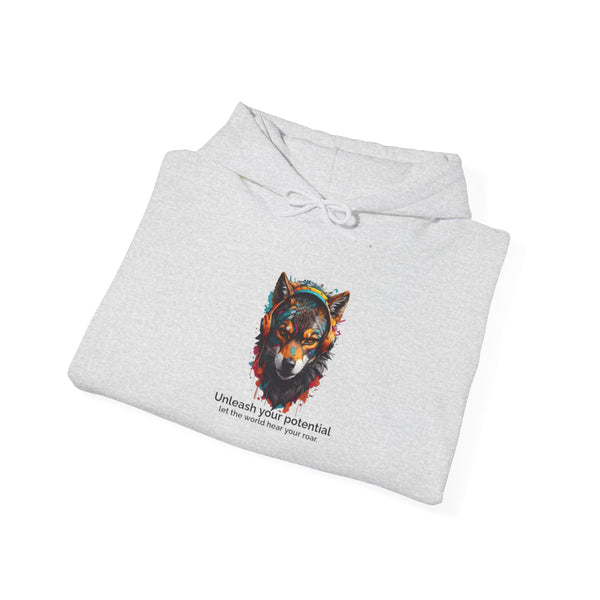 Inspirational Wolf Hoodie - 'Unleash Your Potential' Unisex Sweatshirt