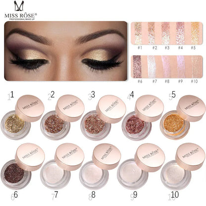 Miss Rose 10 Color Mermaid Eye Shadow Pigment Glitter Portable Powder Eye Shadow Makeup Eyeshadow Palette TSLM2