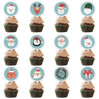 12 PCs A Set Christmas Party Decoration Cake Paper Cups Inserts