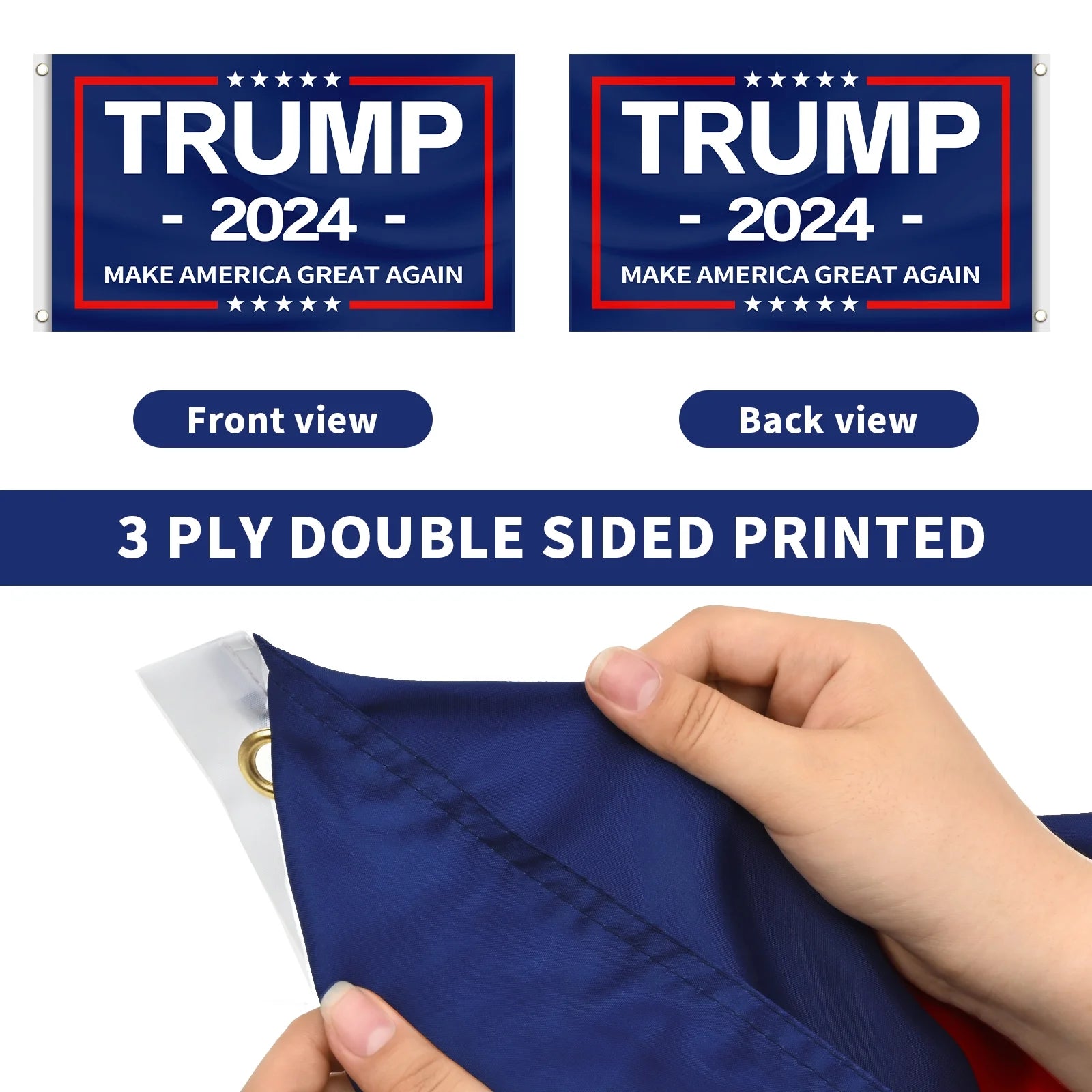 Trump 2024 Flag 3X5 Outdoor Double Sided 3 Ply Outdoor Trump Flags 2024 for outside Patio