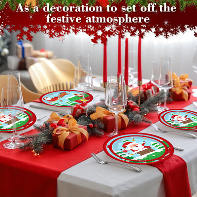 Christmas Paper Plates And Cups Set Decorations For 10 Guests Santa Claus Elk Pattern Plates And Cups For Winter Holiday Christmas Party Decorations